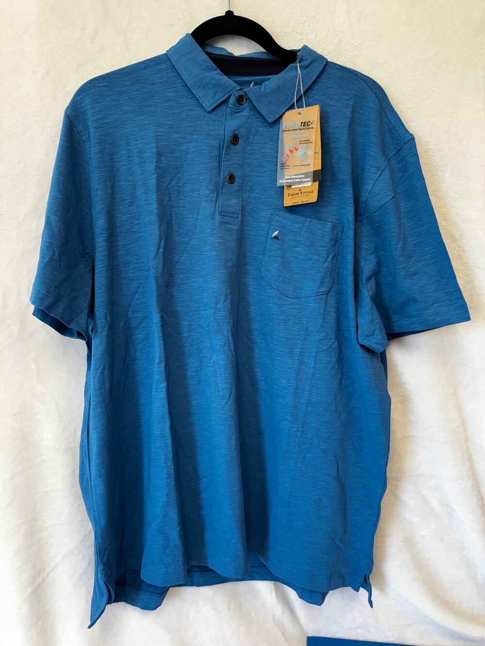 Tailor Vintage AirOtec+ Polo Shirt Mens XL Blue Performance Stretch Pocket NWT